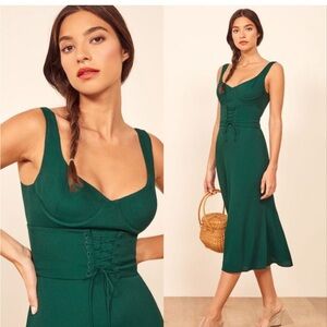 Reformation Sigrid Midi Dress Emerald Green